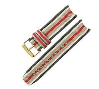 ROUHO Durable 22mm Nylon Bracelet Montre Premium Classique Rayé Tissé Toile Sangle Montre Remplacement pour Burberry Heritage BU7600 BU7601 BU7602-Or Boucle à Ardillon