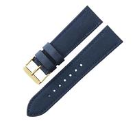 ROUHO Durable Bracelet de Montre en Nylon Imperméable Doublure en Cuir Toile Bracelet Montre pour Seiko NATO-Bleu avec Or Boucle à Ardillon 22mm
