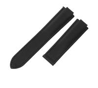 ROUHO Durable Nylon & Cuir Véritable Bracelet Montre Corne Convexe Remplacement Sangle Montre pour Cartier Ballon Bleu WSBB0015-Noir 8 x 16mm