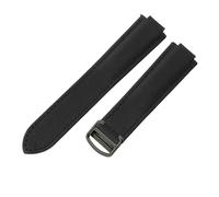 ROUHO Durable Nylon & Cuir Véritable Bracelet Montre Corne Convexe Remplacement Sangle Montre pour Cartier Ballon Bleu WSBB0015-Noir + Noir Boucle 12 x 20mm