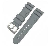 ROUHO Étanche Silicone Bracelet Montre avec Fermoir à Pin, Bande Montre Homme pour Panerai PAM111-Gris + Argent Boucle 26mm