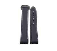 ROUHO Étanche Silicone Bracelet Montre, Durable Noir Remplacement Fermoir Montre pour Seamaster 300 Planet Ocean 600m-Noir + Blanc 22mm