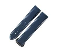 ROUHO Étanche Silicone Bracelet Montre, Durable Noir Remplacement Fermoir Montre pour Seamaster 300 Planet Ocean 600m-Bleu + Blanc 21mm