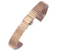 ROUHO Extrémité Plate en Métal Bracelet de Montre Libération Rapide Boucle Bracelet Montre pour La Grande Classique de Longines L4-Or Rose 19mm