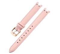 ROUHO Femme Bracelet de Montre Habillé Entrecorne Crantée Remplacement Cuir Véritable Bracelet Montre pour Anne Klein AK2618 AK2157 AK2156-Rose avec Or Rose Boucle 14 x 8mm