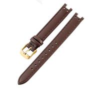 ROUHO Femme Bracelet de Montre Habillé Entrecorne Crantée Remplacement Cuir Véritable Bracelet Montre pour Anne Klein AK2618 AK2157 AK2156-Marron avec Or Boucle 12 x 6mm