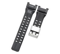 ROUHO Intégré 28mm Bracelet Montre avec Fermoir Acier INOX & Passant, Remplacement Silicone pour CASIO G-Shock Mudmaster 3rd-Noir