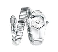 ROUHO Montre Féminine Casual Quartz, Etanche Tête de Serpent Bracelet Acier Inoxydable-Argent