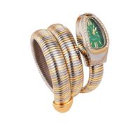 ROUHO Montre Féminine Incrustée Diamants Forme de Serpent, Montre Quartz Bracelet Enrouleur-Vert