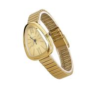 ROUHO Montre Féminine Quartz Étanche, Acier Inoxydable Réglable Bracelet Enrouleur-Or 2