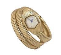 ROUHO Montre Féminine Quartz Étanche, Forme de Serpent Bracelet Enrouleur Enveloppé-Or + Blanc
