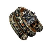 ROUHO Montre Féminine Quartz Multicolore, Métal Bracelet Enrouleur Motif Serpent-B