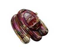 ROUHO Montre Féminine Quartz Multicolore, Métal Bracelet Enrouleur Motif Serpent-C