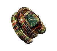 ROUHO Montre Féminine Quartz Multicolore, Métal Bracelet Enrouleur Motif Serpent-E
