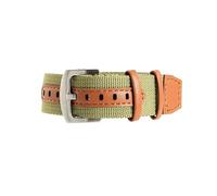 ROUHO Nylon & Cuir Hybride Bracelet Montre Confortable Durable Tissu Sangle Montre Remplacement pour Hamilton Khaki Field Khaki Aviation-Vert + Argent 22mm