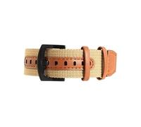 ROUHO Nylon & Cuir Hybride Bracelet Montre Confortable Durable Tissu Sangle Montre Remplacement pour Hamilton Khaki Field Khaki Aviation-Kaki + Noir 22mm
