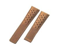 ROUHO Perforé Cuir Suédé Bracelet de Montre Brossé Doux Remplacement Bracelet Montre pour TAG Heuer Carrera Monaco-Marron sans Boucle 22mm