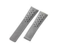 ROUHO Perforé Cuir Suédé Bracelet de Montre Brossé Doux Remplacement Bracelet Montre pour TAG Heuer Carrera Monaco-Gris sans Boucle 22mm