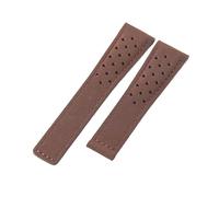ROUHO Perforé Cuir Suédé Bracelet de Montre Brossé Doux Remplacement Bracelet Montre pour TAG Heuer Carrera Monaco-Café sans Boucle 24mm
