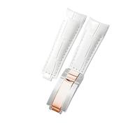 ROUHO Premium Bout Incurvé Sangle Montre Acier Inoxydable Fermoir Glissière 20mm Remplacement Bracelet Montre pour Rolex GMT 126710BLRO 126710BLNR-Blanc