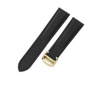ROUHO Premium Nylon & Cuir Véritable Hybride Bracelet Montre Respirant & Confortable Remplacement Sangle Montre pour Cartier Tank Must London-Noir + Or Boucle 20mm