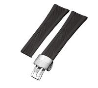 ROUHO Silicone Sangle Montre 25x13mm Côtelé Texture Étanche Caoutchouc Bracelet Montre pour Patek Philippe Nautilus 5711/5712/5980-Marron + Argent