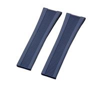 ROUHO Silicone Sangle Montre 25x13mm Côtelé Texture Étanche Caoutchouc Bracelet Montre pour Patek Philippe Nautilus 5711/5712/5980-Bleu