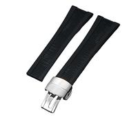 ROUHO Silicone Sangle Montre 25x13mm Côtelé Texture Étanche Caoutchouc Bracelet Montre pour Patek Philippe Nautilus 5711/5712/5980-Noir + Argent