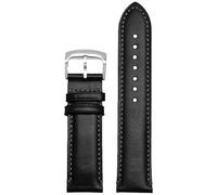 ROUHO Souple Cuir Véritable Sangle Montre Durable Classique Remplacement Montres Hommes Bracelet Montre pour Citizen JY8037 JY8031 CB5848 AT8040-Noir + Argent Boucle à Ardillon 23mm