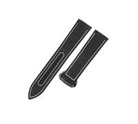 ROUHO Tissé Nylon Toile & Cuir Véritable Bracelet Montre Durable Sangle Montre Remplacement pour Mido Ocean Star M026-Noir + Blanc avec Noir Boucle 22mm