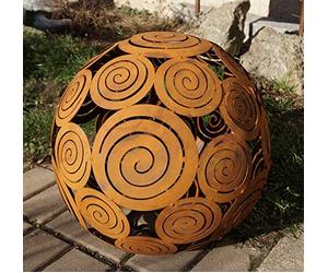 Rouille Noble Boule Spiral pour Cuisiner Lumière Décoration de Jardin D40cm