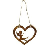 Rouille noble Décoratif Set 6pcs Ange dans le coeur Vintage Métal Ø15cm Décoration de Noël Fenêtre Porte Mur