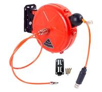 Roule du tuyau d'air - 10 m en bobine de tuyau mural rembobinage automatique avec support pivotant, coupleur rapide | Accessoires de compresseur d'air lourd pour le garage, atelier, réparation de