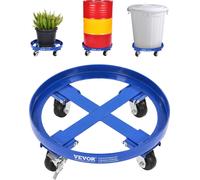 Roule-fût VEVOR pour 55 gallons, capacité de charge 907 kg, Ø615x188mm Roule-fût avec entretoises & 4 roues pivotantes, chariot anti-basculement pour la manutention de fûts dans l'entrepôt, bleu