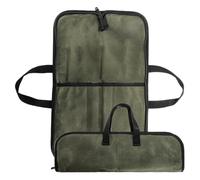 Rouleau à couteau (4 compartiments) - Poche à couteau, boîte portable pour couteaux de chef, papier dur en toile cirée, sac de rangement pour couteaux et outils de cuisine, bol, Vert militaire
