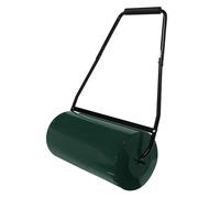 Rouleau à gazon en acier vert remplissable par eau ou sable capacité 50 litres largeur 59,5 cm diamètre 31,5 cm compacteur manuel avec racleur anti