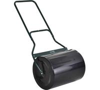 Rouleau à gazon Outsunny avec poignée en U, rouleau de jardin, diamètre 40 cm, remplissage eau/sable 60 L, métal, noir 57 x 40 x 125 cm