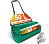 Rouleau à gazon - TECTAKE - Rouleau de jardin équipé d'un large tambour en métal de 60 cm de largeur Ø 31 cm 50 L - Vert