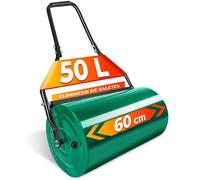 TECTAKE Rouleau à gazon 60 cm avec Brancard en Acier - Remplissage Eau ou Sable 48 L - Vert