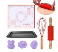Rouleau À Pâtisserie Avec Tapis,Accessoires de Pâtisserie Antiadhésifs de Pâques,Tapis De Rouleau Avec Design Lapin Et Œuf | pour Cookies Pizza Pâtes Fondant Maison