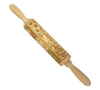 Rouleau à pâtisserie en bois gaufré avec motif crèche du Christ - Cadeau idéal - Confortable - Pour desserts, gadgets et outils de Noël pour enfants
