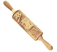 Rouleau À Pâtisserie En Relief De Noël Moule À Tampon De Gaufrage Pour Biscuits De Noël Rouleau À Pâtisserie De Noël En Bois De 14 Pouces Pour Pâte Tampons À Biscuits De Noël Gravés En 3d Outils Avec