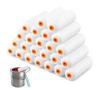Rouleau à peinture 24 pièces, 5 housses de rouleau de peinture en éponge lavables, fournitures remplacement absorbantes haute densité pour une finition lisse et délicate, fournitures