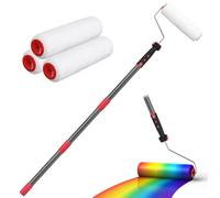 Rouleau à Peinture, 70-150cm 2 en 1 Kit de Rouleaux à Peinture avec Perche Télescopique Réglable, Kit de Peinture Professionnel en Acier Inoxydable Adapté à Peinture Murale, Peinture, Décoration