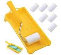 Rouleau à peinture en mousse, petit kit de rouleau à peinture, 8 pièces/ensemble mini mousse de 2 pouces avec plateau, cadre et 6 couvercles pour armoires, portes, travaux manuels, petit