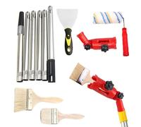 Rouleau à peinture - Kit de rouleau de peinture réglable avec barre télescopique et brosse - Outil de rénovation pour projets de maison sur plafonds, portes, murs, clôtures