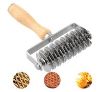 Rouleau à Ptisserie en Treillis, Couteau à Rouleau à Pâte, Inoxydable Pizza Lattice, Rouleau de Grille a Pate avec Poignée en Bois, Rouleau de Grille de Pâte, pour Pain, Gâteau, Pizza et Tarte