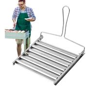 Rouleau à saucisse en acier inoxydable - Panier de barbecue pliable, cadre anti-adhésif portable, poignée antidérapante - Barbecue à hot dog pour barbecue, camping, cuisine en plein air, pique-nique
