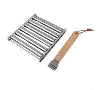 Rouleau à saucisses en acier inoxydable, cuiseur rotatif pour hot-dog pour barbecue, grille de cuisson pliable et uniforme pour brochettes et légumes, pour barbecue en métal en plein air (B)