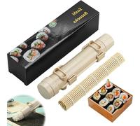 Rouleau à sushis, bazooka, machine à sushis, rouleau à sushis avec tapis en bambou pour débutants (beige)